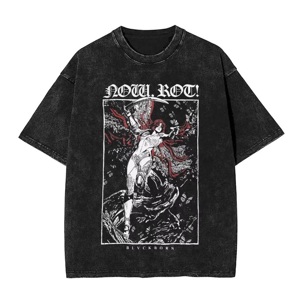 Футболки R-Rings Radahn E-Eldening с эффектом стирки, уличная одежда, хип-хоп, повседневные футболки для мужчин и женщин, с коротким рукавом, с графикой в стиле Харадзюку