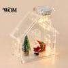 Rechargeable LED Decoration Clear Acrylic House Ornament, DIY Fillable Christmas with Light, Lighted Table Centerpiece for Festive Party Mantel Decor