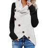 Women's High Collar Solid Color Knitted Sweater with Five Buttons