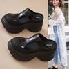 French Bag Head Half Slippers Women's 2025 New Summer Wear Versatile Fashion Slope Heel Thick Bottom Heightening Cool Slippers