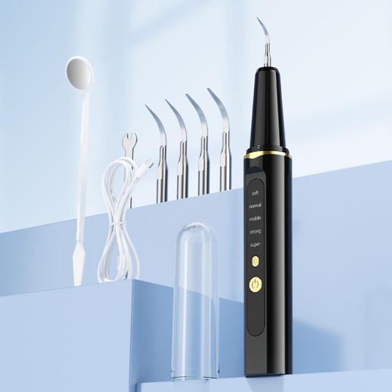 Удаление зубного налета с 1/4 сменными насадками Удаление зубного камня и налета Стоматологический инструмент Домашний Дорожный Перезаряжаемый Ультразвуковой Электрический Очиститель Зубов