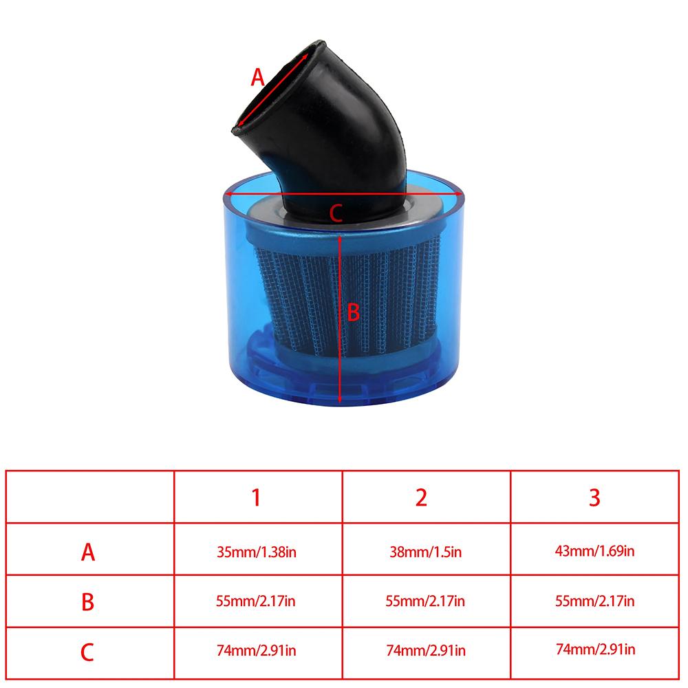 Motorbike Pit Dirt Bike ATV Waterproof Air Filter 35MM 38MM 43MM 125cc-250cc Universal Motorcycle Splash Proof Air Filter