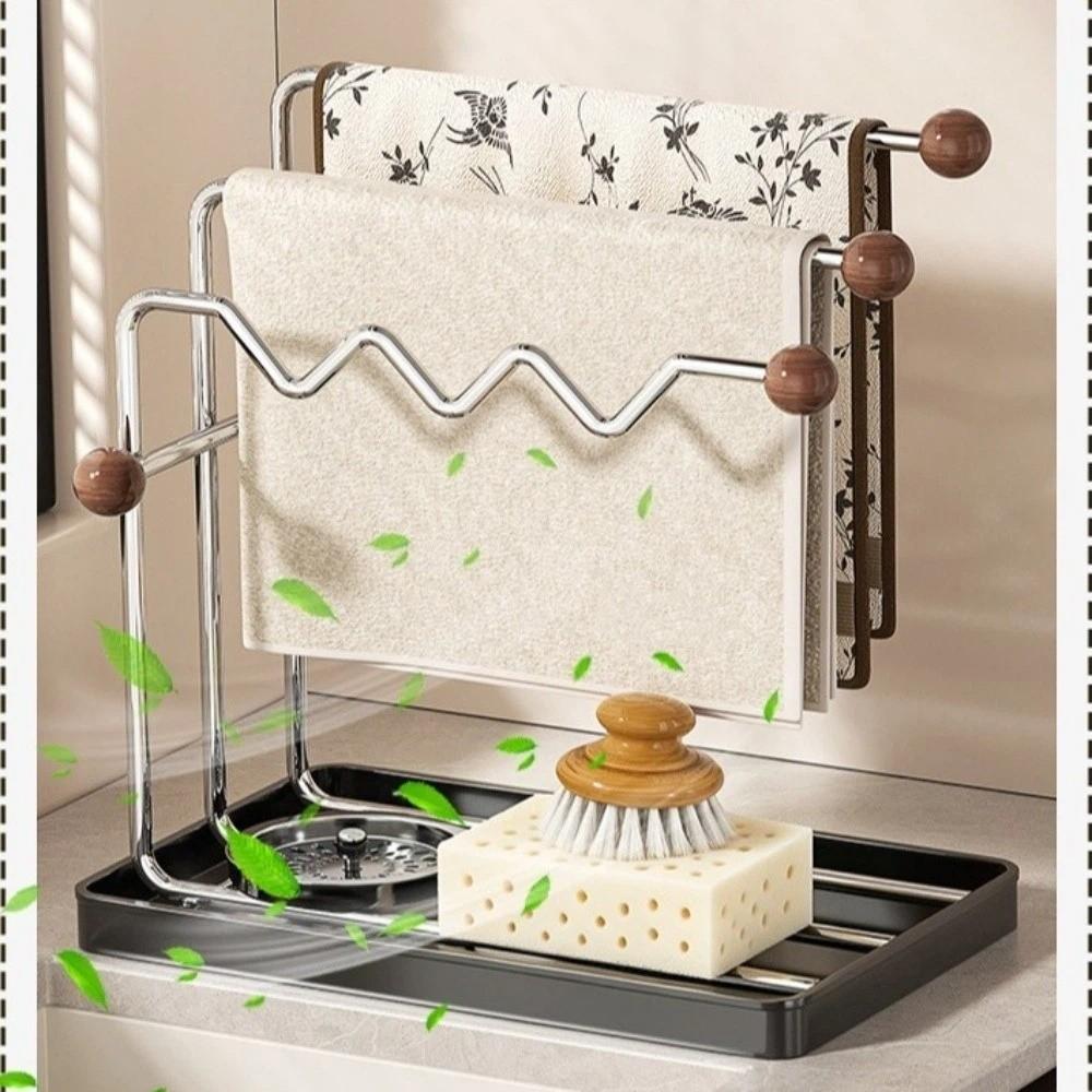 Drainage Tray Kitchen Rag Drying Rack Stainless Steel Multifunctional Drying Rack Home Kitchen