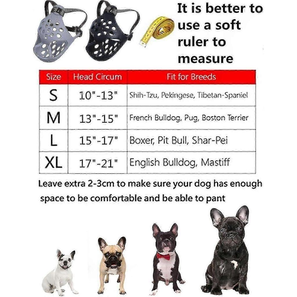 Dog Muzzle For Short Snout Dogs, Soft Silicone Muzzle For Biting Chewing, Ideal For Flat-faced Aggressive Dogs