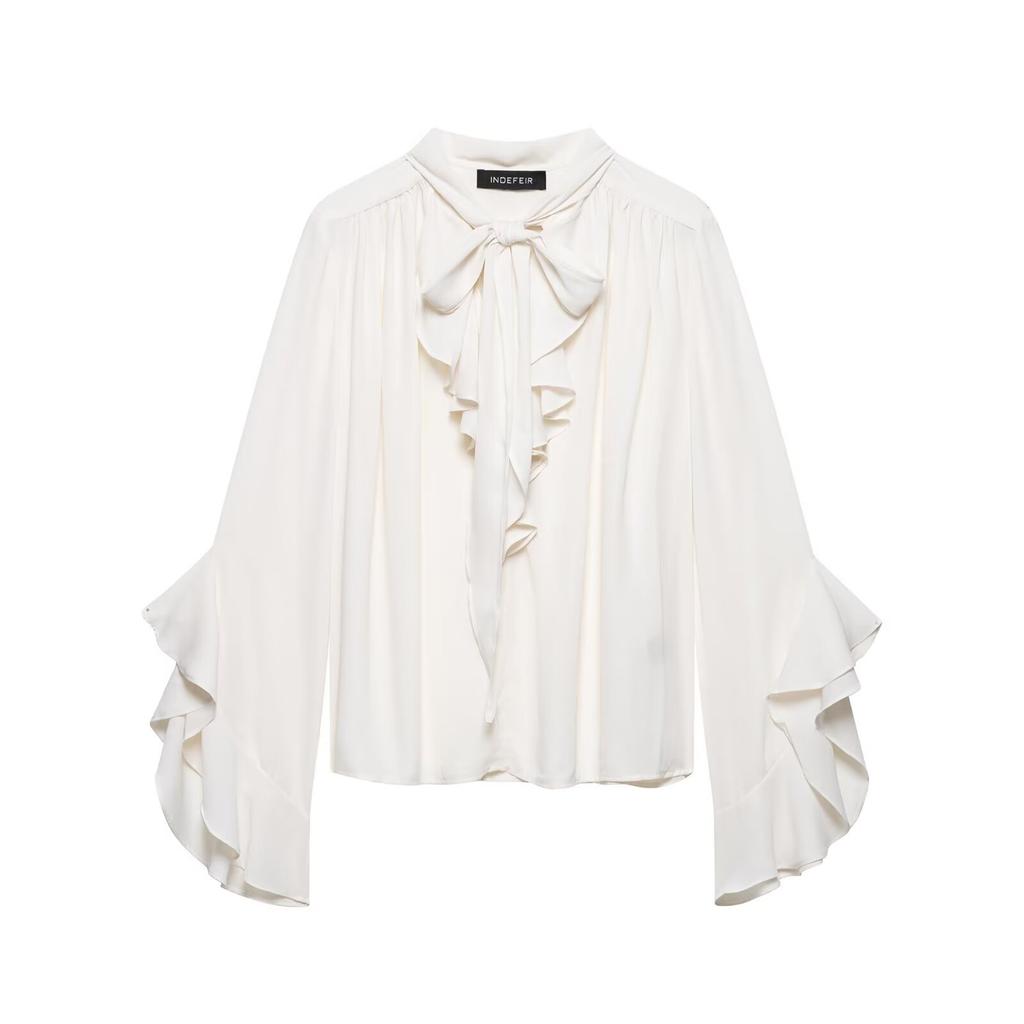 ZR European and American women's clothing 1116 summer new laminated ruffle edge niche versatile long-sleeved shirt top women