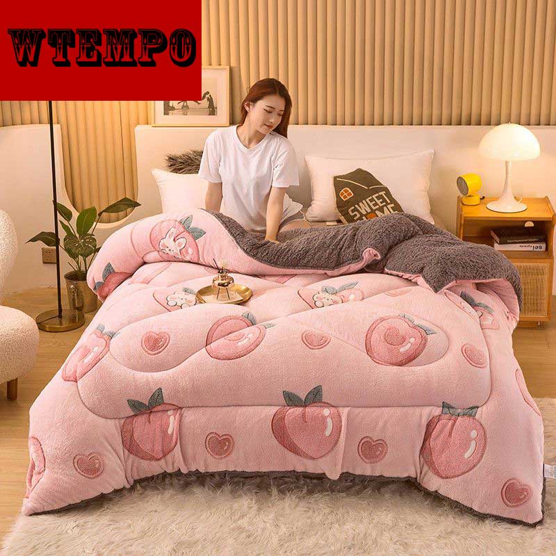 Одеяло из пуха ягненка с креативным принтом, утолщенное теплое зимнее одеяло, 5 кг, двустороннее пуховое хлопковое одеяло, осеннее и зимнее плюшевое одеяло, ядро