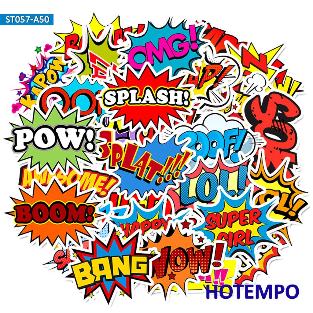 50 шт. Bam Pow Wow Boom Bang Omg Облака От Взрыва Наклейки Для Мобильного Телефона Ноутбука Багажа Футляра Для Гитары Наклейка На Скейтборд