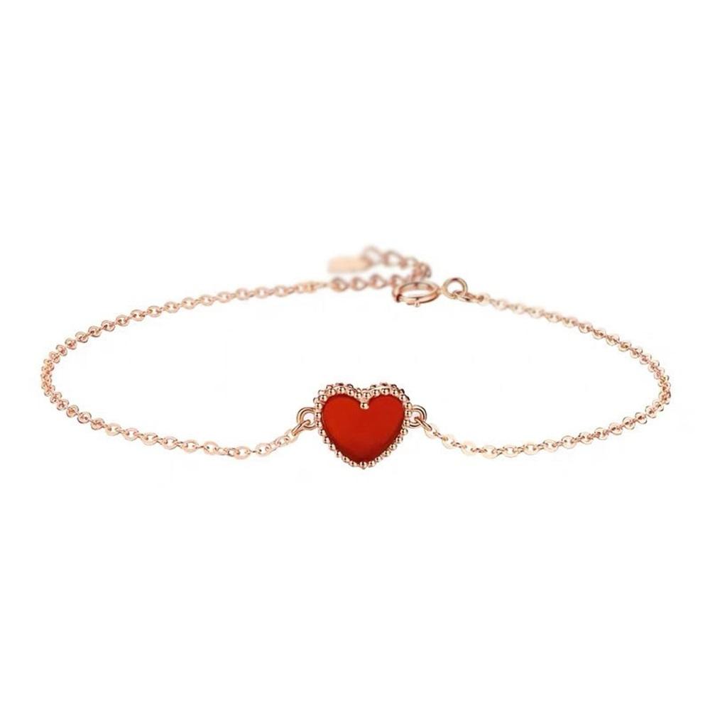 Creative Pattern Hollow Heart New Red Agate Bracelet Copper Plated Rose Gold Simple And Versatile Accessories