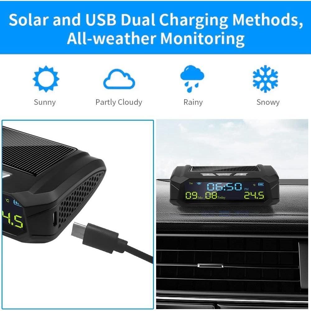 Автомобильные солнечные цифровые часы с ЖК-дисплеем, отображение времени, даты и температуры в автомобиле для украшения личных автомобильных деталей на открытом воздухе