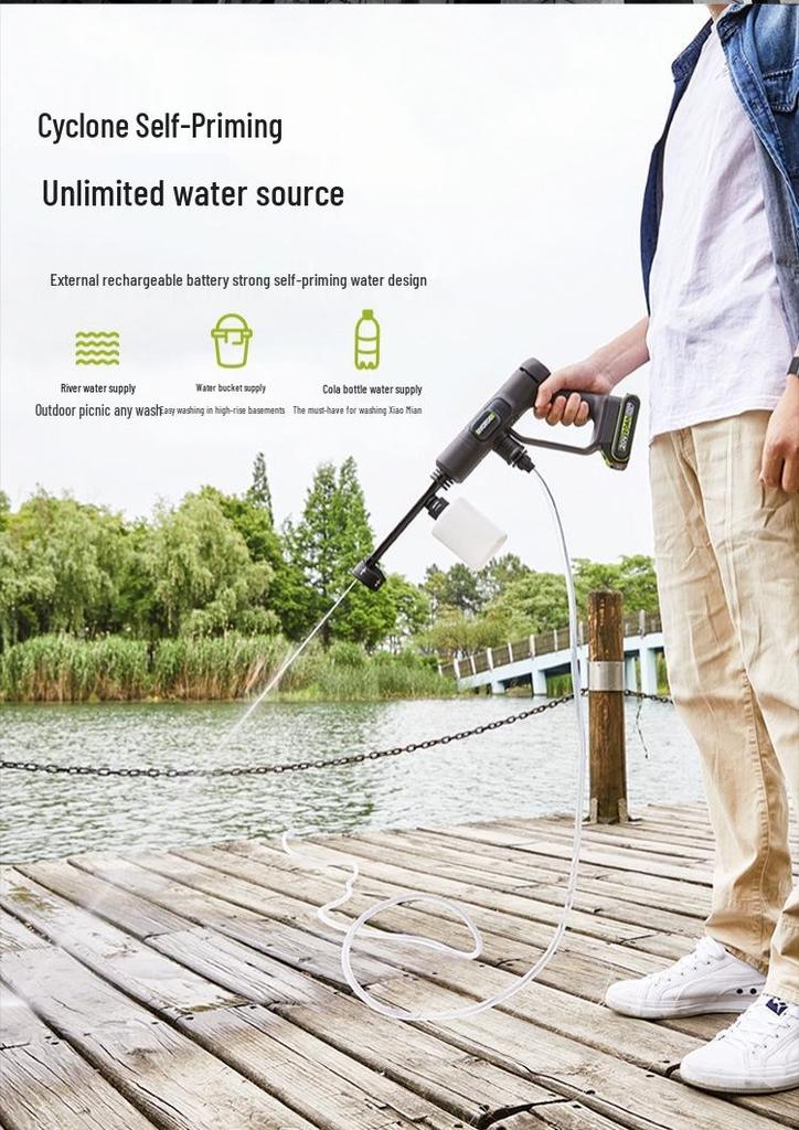 Беспроводная портативная автомойка Wickes WU623: Самозасасывающий водяной пистолет высокого давления и мощности для бытовой уборки.
