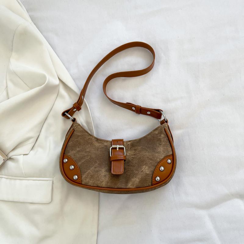 Trendy Street Style Women's Pu Shoulder Bag Unique Vintage Casual Baguette Bag For Everyday Use