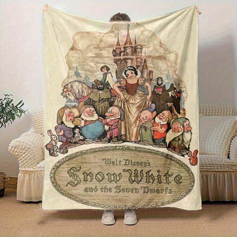 1pc, Snow White and the Seven Dwarfs Home Decor Gift Cozy Flannel Blanket for Bedroom, Living Room, Travel, Camping, Car
