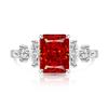 925 Sterling Silver Ice Flower Cut Luxury Square Color Gem Ring Gold Plated Super Sparkly High Carbon Diamond Band Women Jewelry