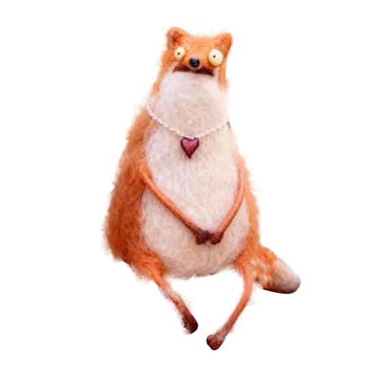 Шерстяной войлок Фамильяры Причудливые войлочные украшения ручной работы Капризные куклы кошки/опоссума Коллекционная фигурка животного для декора стола, полки, столешницы