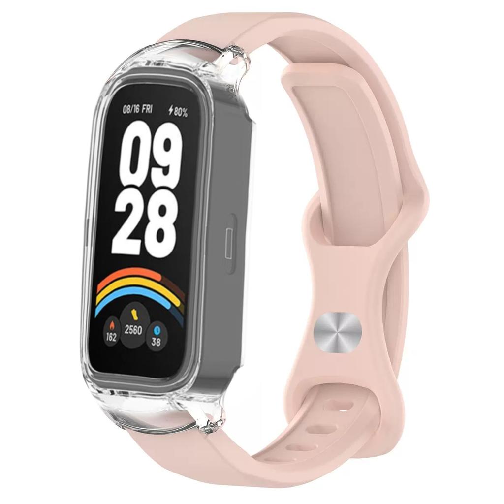 Чехол+Ремешки для Xiaomi mi band 9 8 active умные часы ремешок аксессуары Силиконовый браслет+Защитная ПК крышка для Redmi band 3