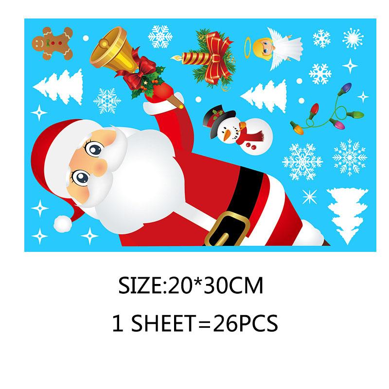 Статическая наклейка для вечеринки, новогоднее украшение для окон, украшения в виде лося, большая снежинка, настенная наклейка из ПВХ, стекла, Санта, дома, украшения на Рождество