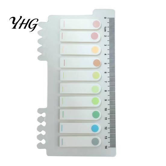 Planner Accessories for Organization Index Sticker Tabs with Built-in Scale Ruler, Morandi Color Transparent Adhesive PET Page Markers, Compact