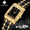 WWOOR Mujer New Fashion Ladies Diamond Watch Top Brand Luxury Square Wrist Watches Simple Women Dress Small Watch Montre Femme