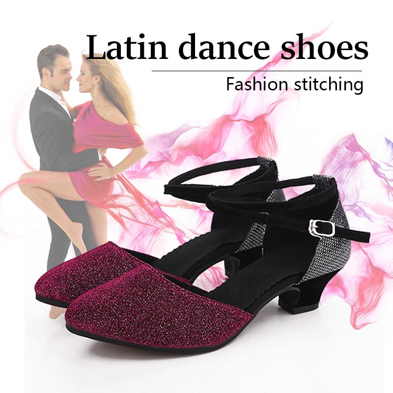 Туфли для латинских танцев для джазовых бальных танцев, женские сандалии на высоком каблуке в полоску для танцев