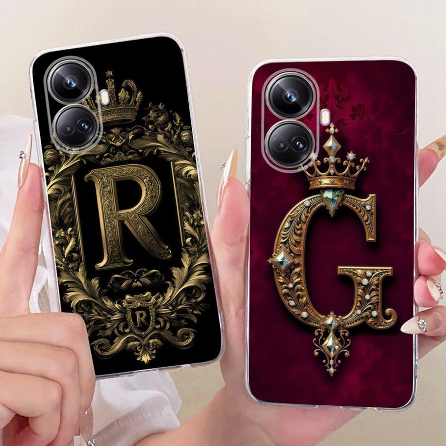 Чехол для Realme 10 Pro+ RMX3687 Печать начальной буквы Мягкий силикон ТПУ Чехлы для телефона для Realme10 10Pro Задняя крышка