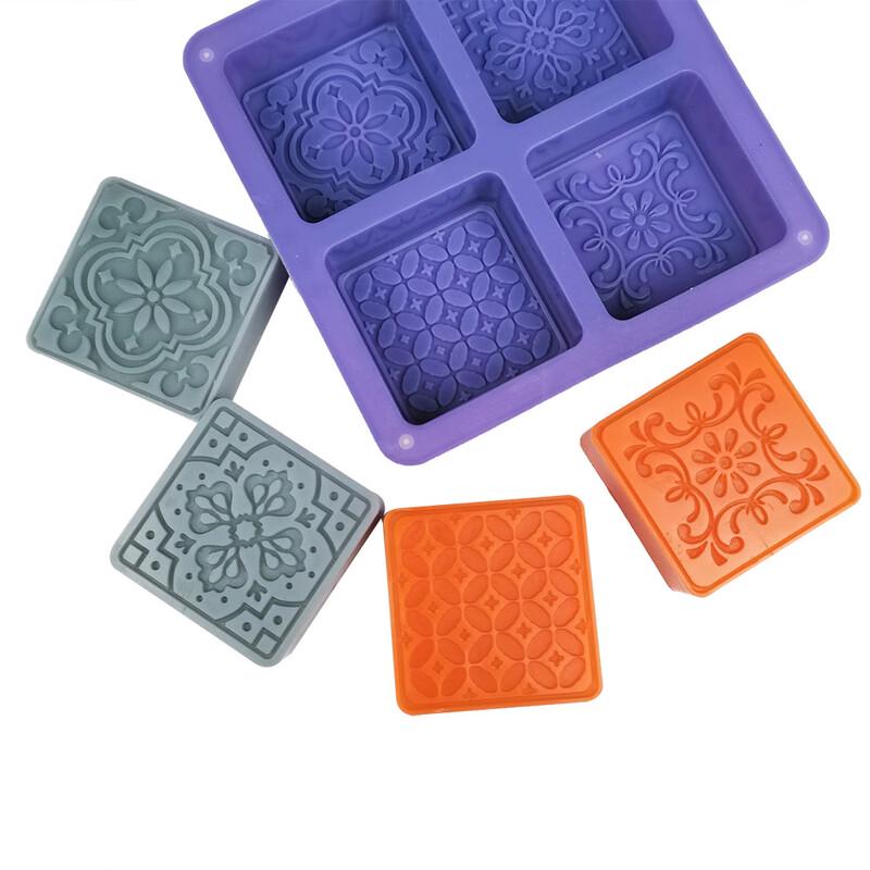 4-Cavity Flower Square Silicone Mold