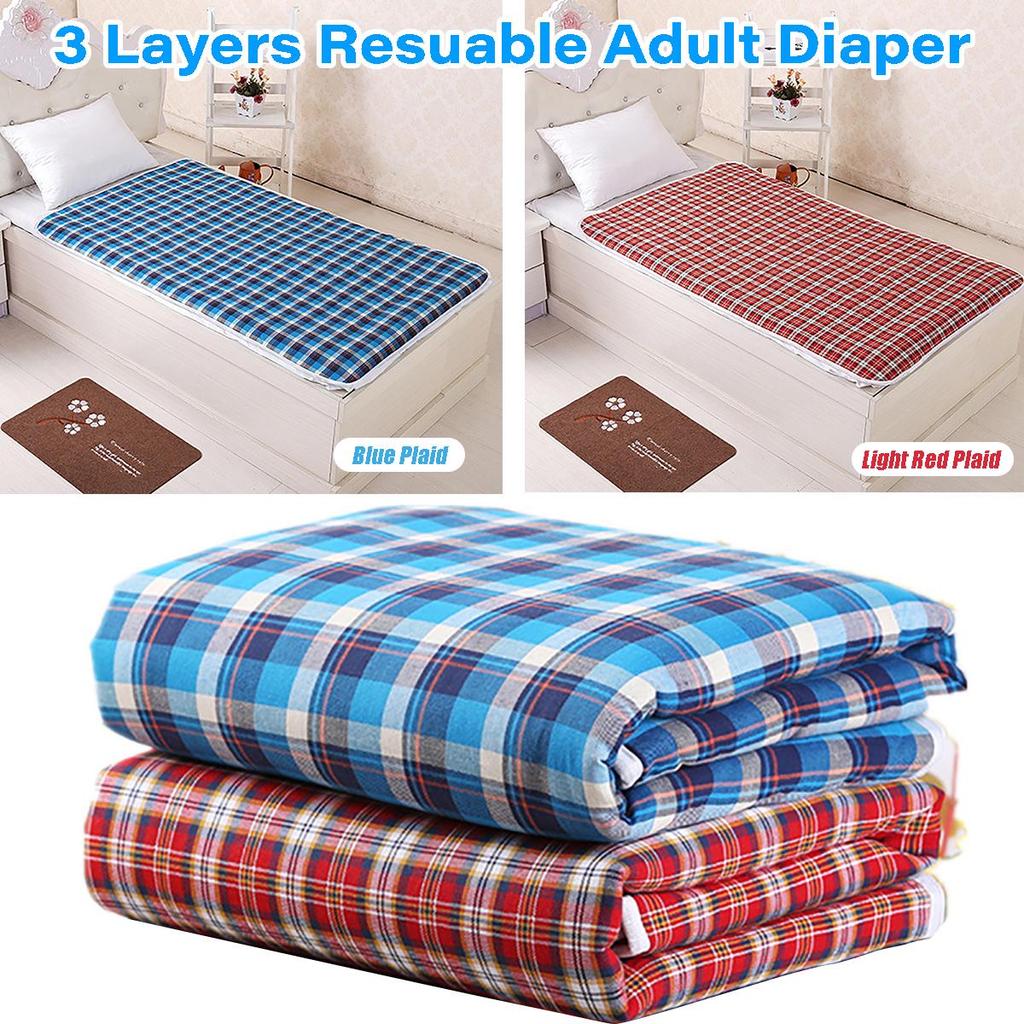 3-Layer Adult Elderly Cloth Diaper Pad Incontinence Nappy Urine Matte Reusable