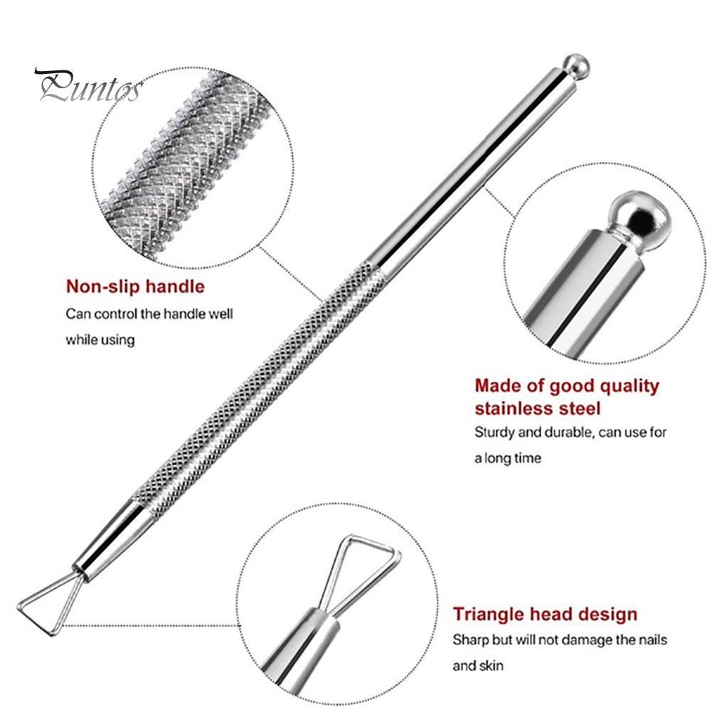 Инструмент для маникюра Puntos из нержавеющей стали для снятия УФ-гель-лака, очиститель для стержня-толкателя