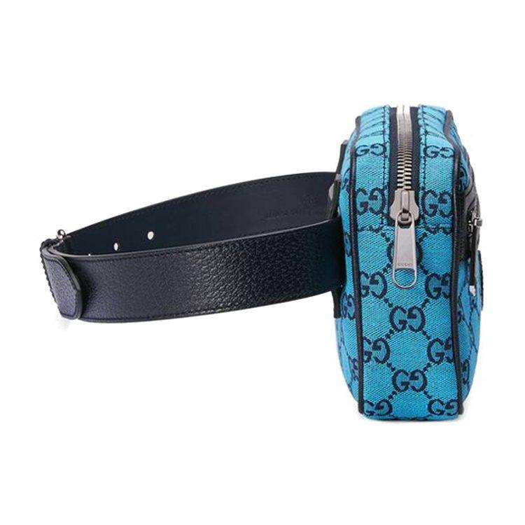 GUCCI GG Multicolor Canvas With Leather Fanny Pack Unisex Blue/Dark Blue 658657-2UZAN-4487