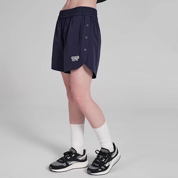 Reebok Solid Color Running Elastic Woven Sports Shorts Women Shorts Navy-Blue 24SRC608WGN2