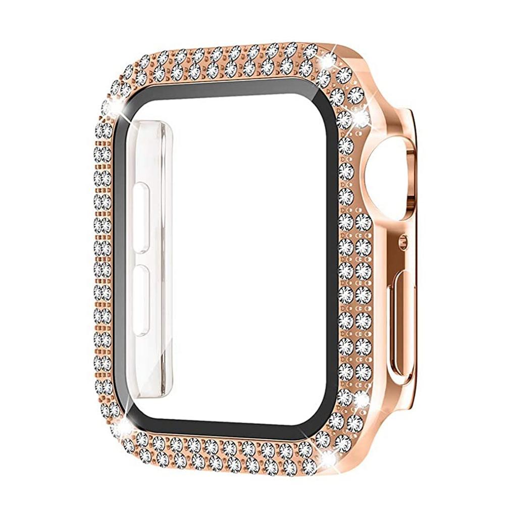 Алмазный + Защитная пленка для экрана для Apple Watch 44, 45, 38, 42, 40, 41 мм, аксессуары для часов IWatch, чехол + стекло для IWatch Series 7, 6, 5, 4, 3, 2, 1