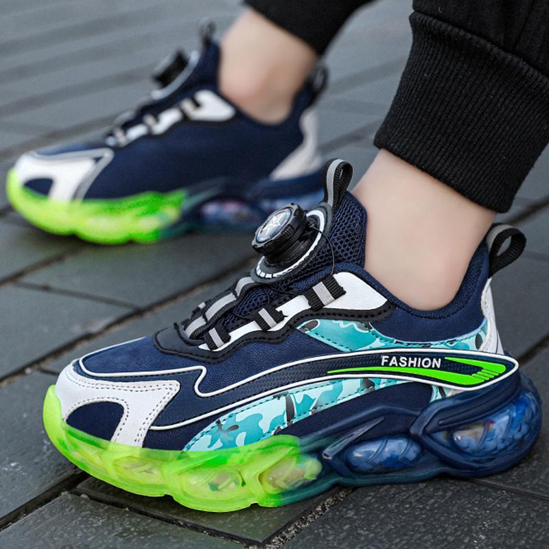 Youth Sports Shoes Fashion Rotating Buckle Boys Girls Casual Shoes Wear-resistant Lightweight Thick Soled Kid's Running Shoes