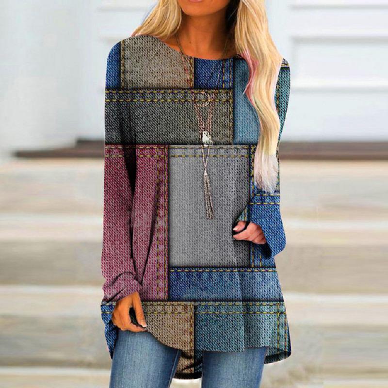 Женский базовый свободный топ с круглым вырезом и длинными рукавами, дышащий пуловер с длинными рукавами, повседневная футболка в стиле Харадзюку