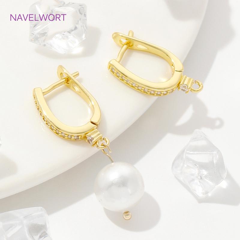 18K Gold Plated Brass Earring Hooks Clasp Accessories,Earwires Fasteners,Inlaid Zircon Earring Fixtures,Accessories For Earrings
