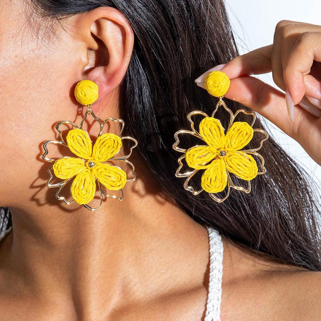 Серьги-подвески из свежей, нежной, красочной травы Лафита в виде плетеного цветка в стиле морского отпуска, универсальные, персонализированные серьги, ювелирные изделия