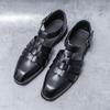 2025 Popular Leather Sandals Retro Roman Sandals Men's Summer Casual Shoes Outer Buckle Hollow Leather Shoes Men's