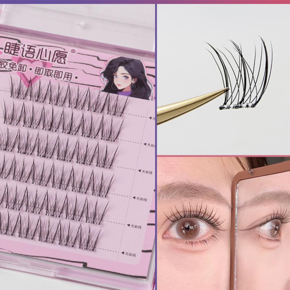 Reusable Adhesive False Eyelashes Wispy False Eyelash Clusters Self-adhesive Lash Clusters Makeup