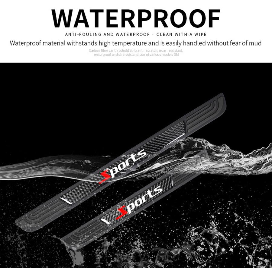 4 шт. Накладки на пороги дверей спортивного автомобиля, накладка из углеродного волокна, резиновая накладка, защита от царапин