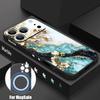 Для iPhone 17 Pro Max Чехол Роскошный Мраморный Узор из Песчаника Магнитный Для Magsafe Мягкий Чехол Для iPhone 16 15 14 13 Pro Max 17E 16E