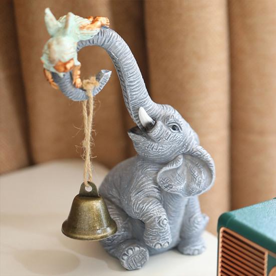 Украшение в виде слона Yousheng, миниатюрная статуя слона из смолы, украшение для дома, офиса, сада, сидящая фигурка слона, подарок для любителей слонов