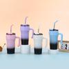 New Gradient Stainless Steel Thermos Cup Girls Portable Straw Cup Dopamine Strap Handle Car Cup