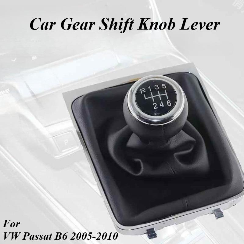 For VW Passat B6 2005-2010 Car Gear Shift Knob Lever With PU Leather Boot Cover Collar Case 5/6 Speed Car Stying Accessories