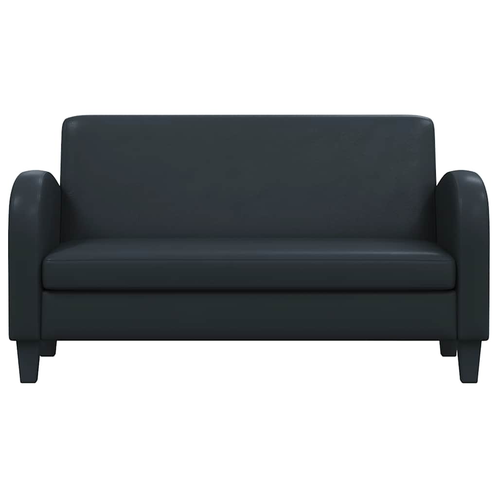 2 Seater Faux Leather Sofa in Black