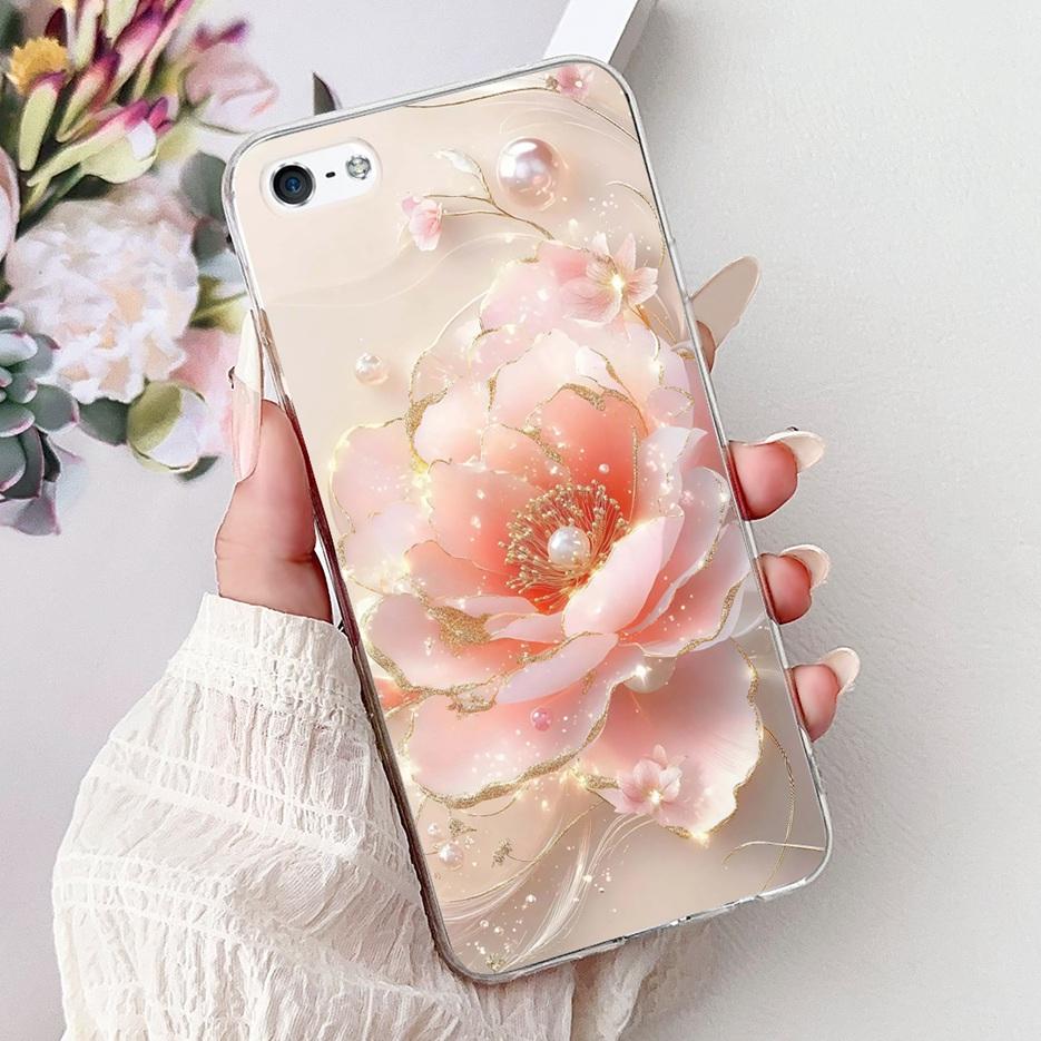 Для Apple iPhone 5 5S Чехол iPhoneSE Роскошный Чехол с Рисунком Цветов Мягкий Силиконовый Чехол для Телефона Для iPhone SE 2020 2022 iPhone5 Fundas