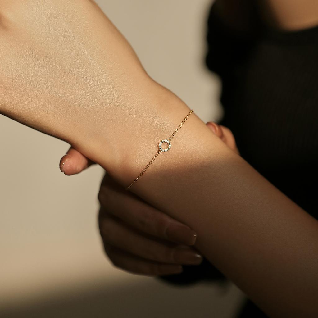 S925 Sterling Silver Bracelet Women's Exquisite Mini Circle K Gold Light Luxury Luxury and Luxury Instagram Handpiece