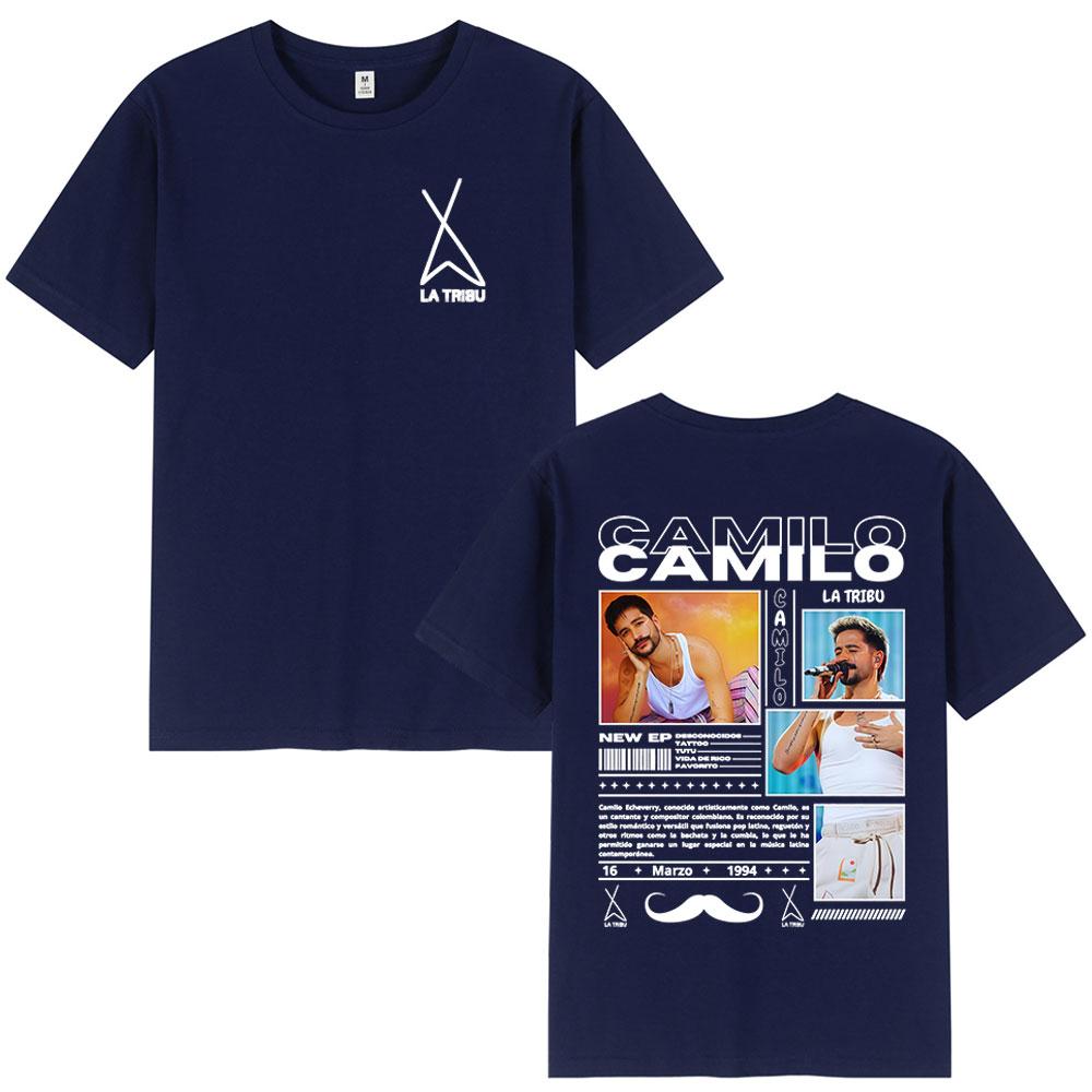 Singer Camilo La Tribu Album Tshirts Unisexs Women Clothing Fashion Hip Hop Oversized T Shirts Cotton Casual T Shirt Streetwear