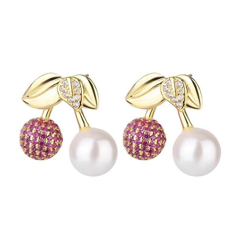 Маленькие серьги с вишневым жемчугом, новые серьги премиум-класса, серьги-иглы из серебра Dopamine Fresh S925