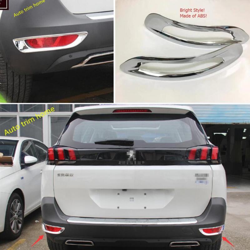 ABS Chrome Rear Tail Bumper Fog Light Lamp Decoration Stickers Cover Trim Fit For Peugeot 5008 / GT 2017 - 2024 Car Accessories