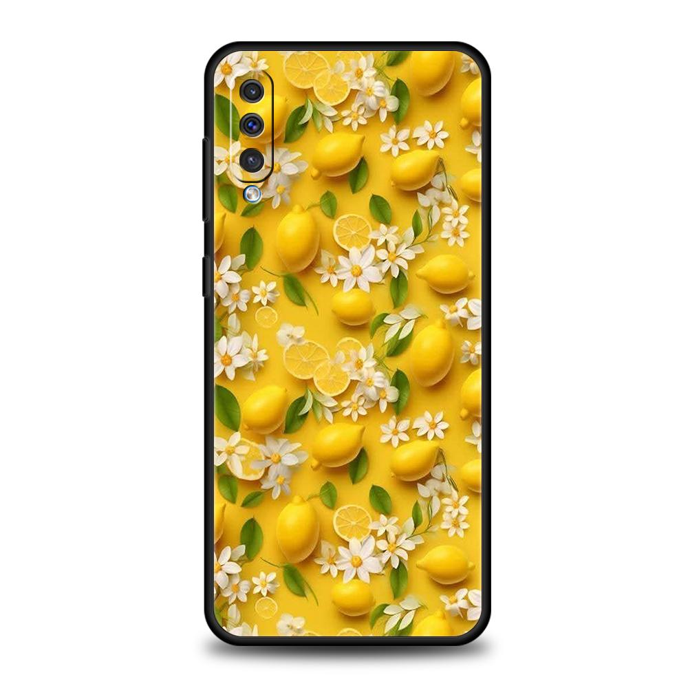 Чехол для телефона Samsung Galaxy A56 A36 A26 A06 A16 A24 A36 A54 A14 A42 A22 A20 A12 A10 5G Мягкий ТПУ Летний Свежие Фрукты Принт с Лимонами