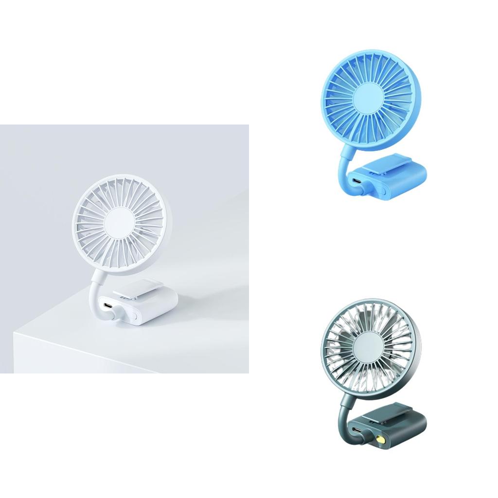 Portable Usb Clip-on Mini Fan With Left Right Oscillation 70.5g Lightweight 10 Square Meters Coverage White
