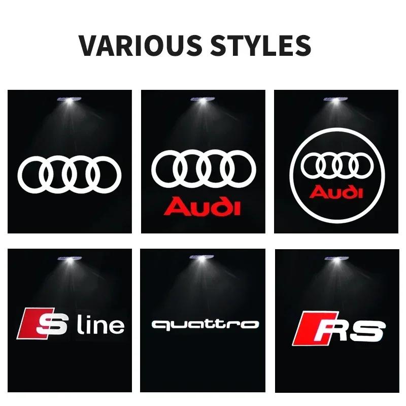 For Audi C6 2Pcs/Set Led Car Door logo Badge Emblems Welcome Light For Audi A4 A3 A5 A6 A7 A8 Q3 Q5 Q7 Q8 B5 B6 B7 B8 B9 Q7 8P 8V 8L